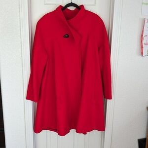 Vintage Ernst Strauss for Neiman Marcus Wool Swing Coat - Red - 12 -
